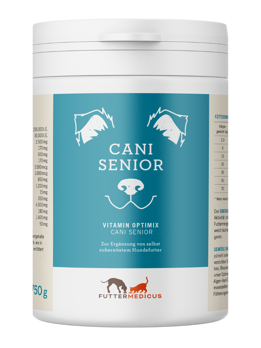 Futtermedicus | Vitamin Optimix Cani Senior 750 g I Futterzusatz für selbstgekochtes Hundefutter für alte Hunde