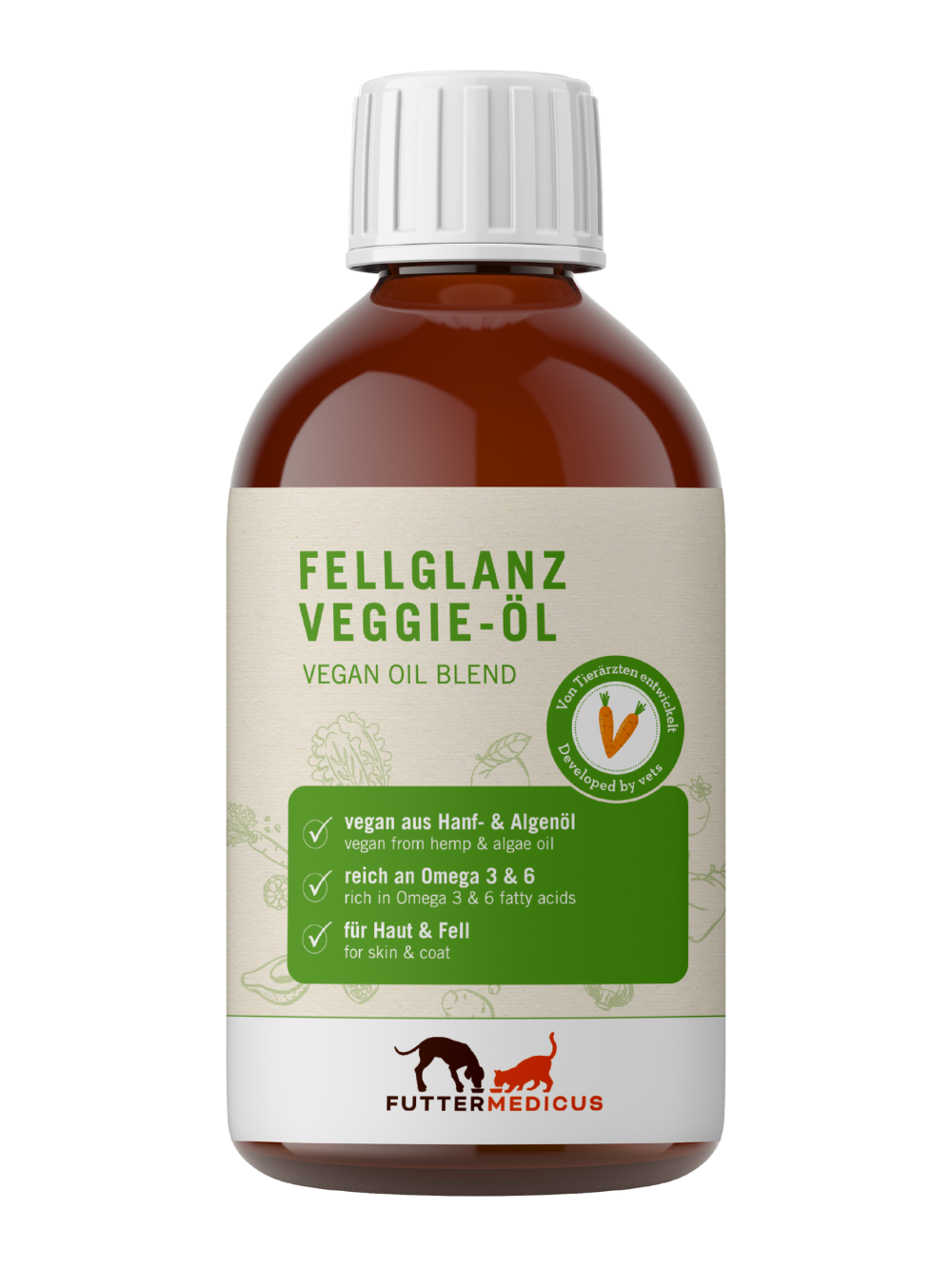 Futtermedicus | Fellglanz Veggie-Öl 250 ml I Öl für Hunde und Katzen