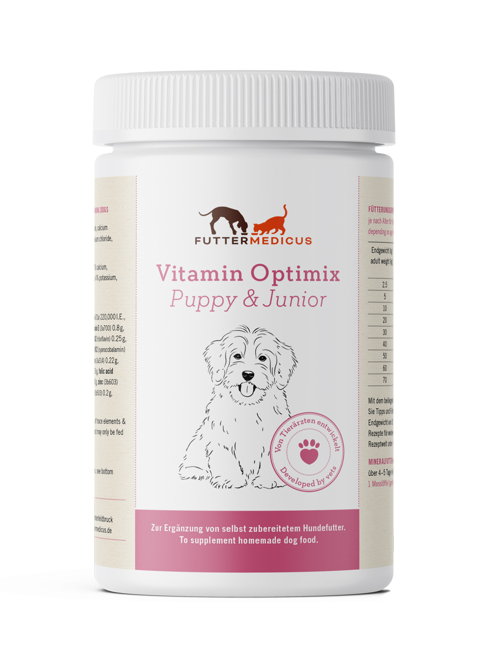 Vitamin Optimix Puppy & Junior 500 g Dose I Futterzusatz für selbstgekochtes Hundefutter