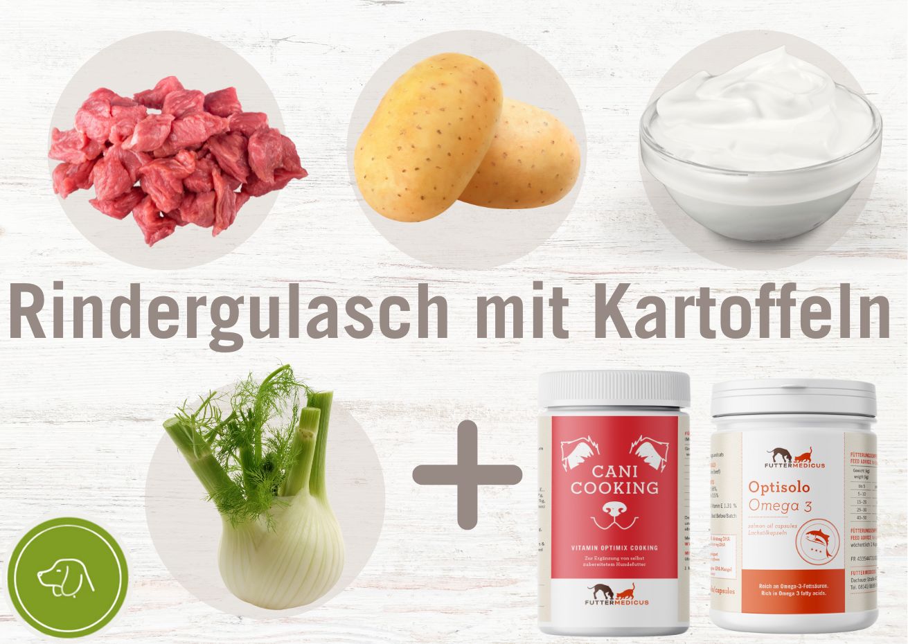 Kochrezepte Hund I Rindergulasch mit Kartoffeln und Fenchel