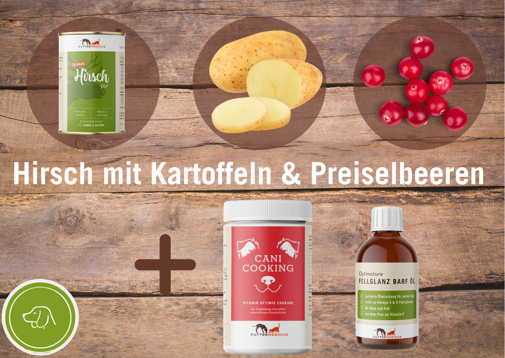 Kochrezepte Hund I Hirsch mit Kartoffel und Preiselbeeren